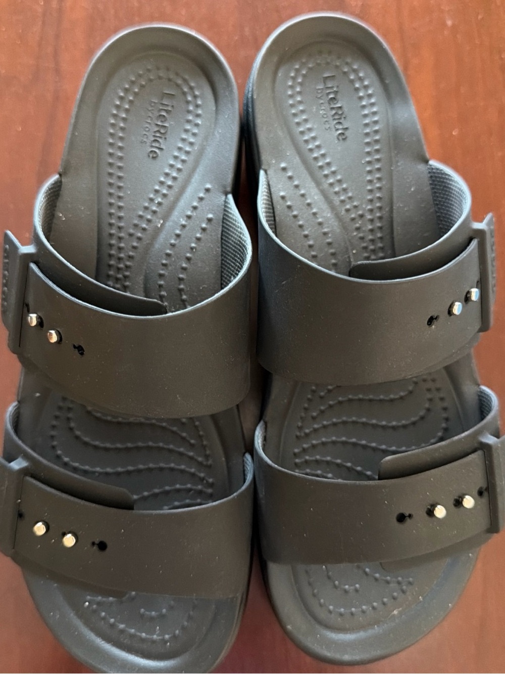 Women Croc LiteRide Black Comfort Slide Sandals SZ 8